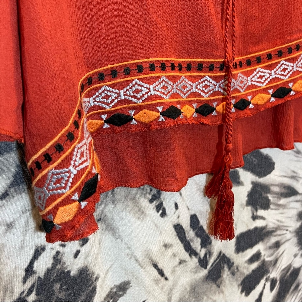 Panhandle Cropped Embroidered Blouse Aztec Geometric Print Size Medium - Picture 5 of 7